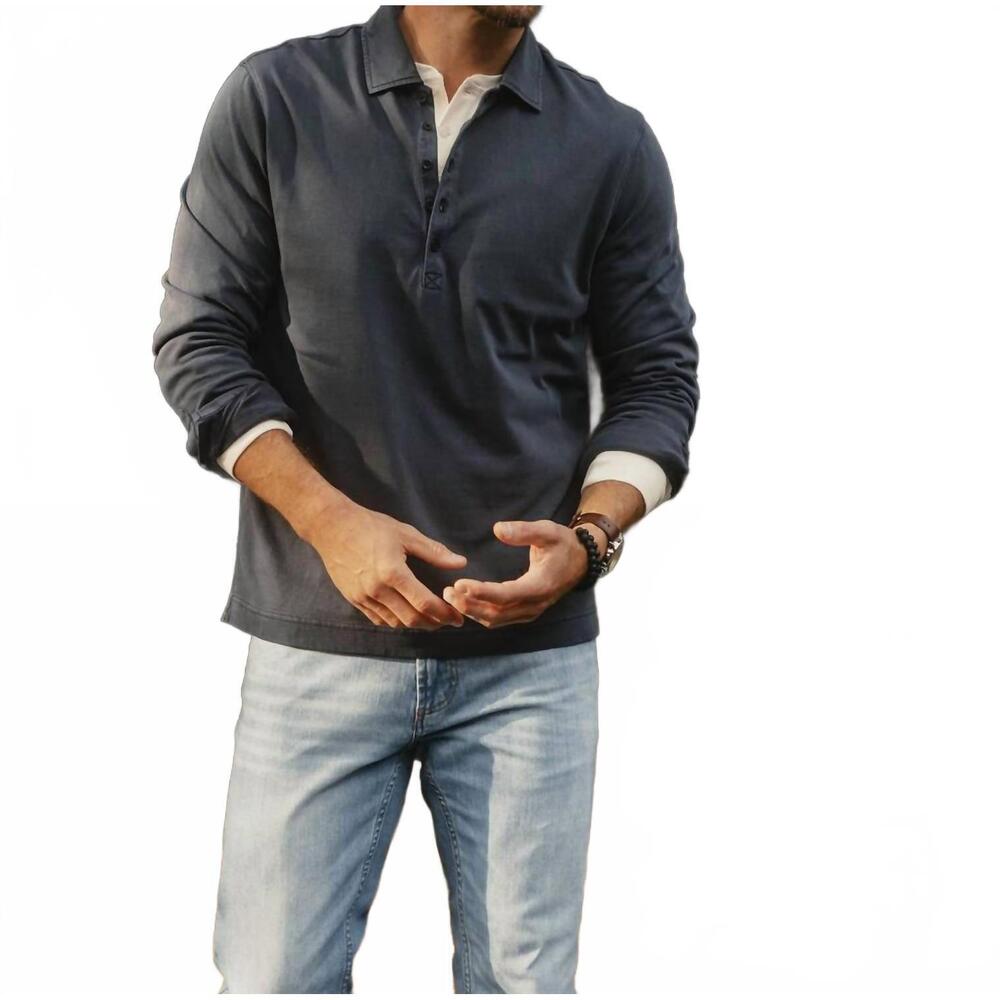 NEW THE NORMAL BRAND lennox jersey polo in blue